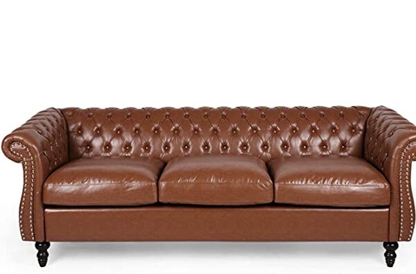 woodsfreak Furniture Leatheratte 3 Seater Chesterfield Sofa for Living Room & Office | Color (AZ10)