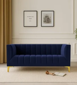 Lem Velvet 2 Seater Sofa in Navy Blue Colour