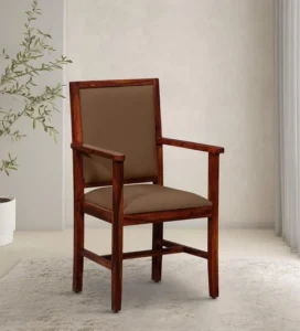 Peshtigo Sheesham Wood Arm Chair In Honey Oak Finish
