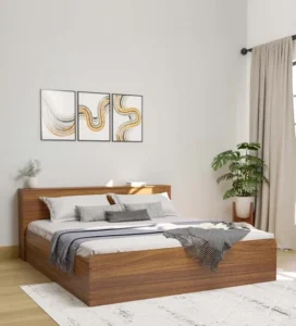 Minamoto Queen Size Bed In Leon Teak Finish