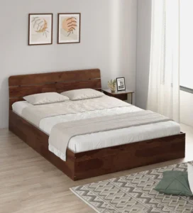 Kosmo Solace Queen Bed In Sheesham Finish With Box