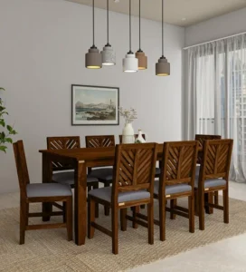 Tourconing Sheesham Wood 8 Seater Dining Set In Provincial Teak Finish