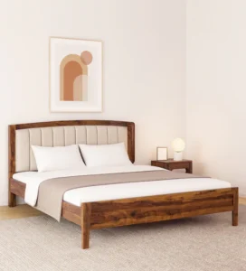 Adelaide Sheesham Wood Queen Size Bed In Provincial