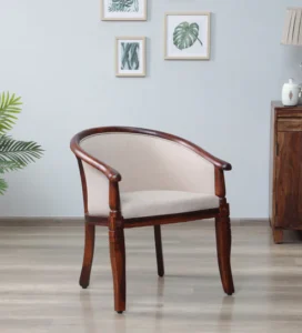 Stalley Sheesham Wood Arm Chair In Beige & Scratch Resistant Honey Oak Finish