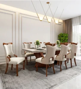 Elanor Marble Top 8 Seater Dining Sets In Beige