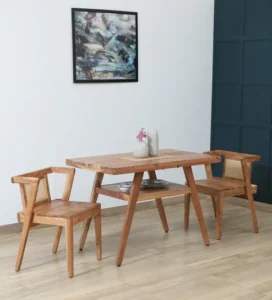 Lagom Acacia Wood 2 Seater Dining Set In Natural Finish