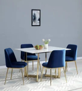 Enrico Metallic 4 Seater Dining Set In Golden Base