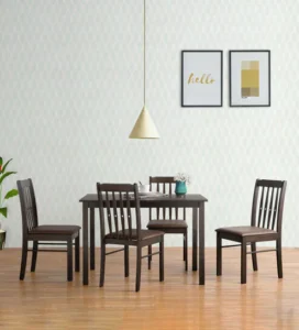 Chiyo Solid Wood 4 Seater Dining Set in Warm