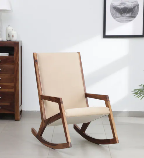 Rezzan Sheesham Wood Rocking Chair In Scratch