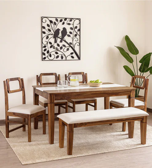 Amalfi Sheesham Wood 6 Seater Dining Set In Provincial