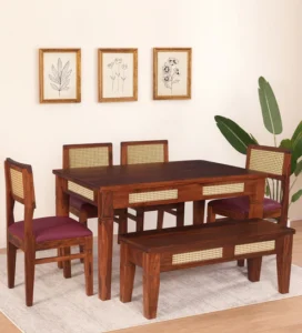 Adelaide Sheesham Wood 6 Seater Dining Set In Honey