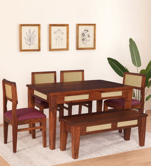 Adelaide Sheesham Wood 6 Seater Dining Set In Honey