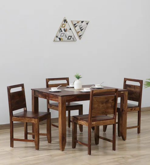 Vosges Sheesham Wood 4 Seater Dining Set In Scratch Resistant Provincial