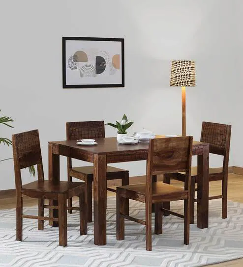 Nuevo Sheesham Wood 4 Seater Dining Set in Scratch Resistant