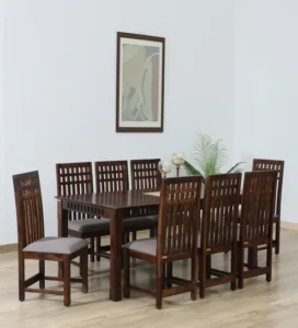 Drusilla Sheesham Wood 8 Seater Dining Set In Provincial Teak Finish